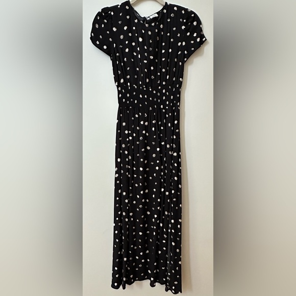 Aritzia Cap-Sleeve Midi-Dress with Side Slit Black and Cream Size XS - Picture 4 of 12